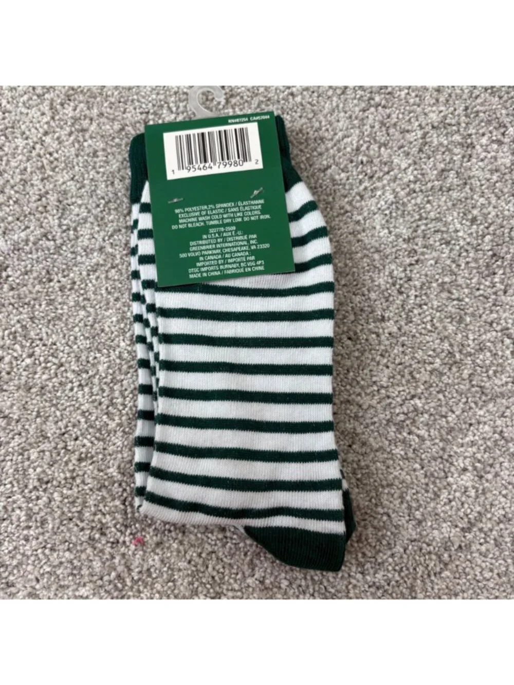 St. Patrick’s Day Clover Socks Mens 6-12 Green Stripes New